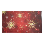 Housse D'oreillers Noël Golden Snowflakes sur Arrière - plan rouge (Dos)