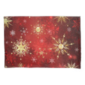 Housse D'oreillers Noël Golden Snowflakes sur Arrière - plan rouge (devant-gauche)