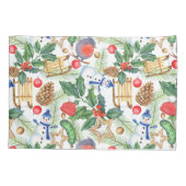 Housse D'oreillers Noël Noël Noël Noël Snowman, Pine Cones, Holly (Dos-gauche)