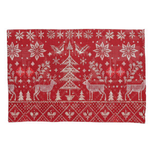 Housse D'oreillers Noël nordique brodé