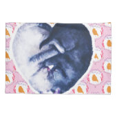 Housse D'oreillers Noir Blanc Chat Aimer Oiseau Aquarelle (Dos)
