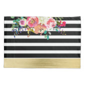 Housse D'oreillers Noir Blanc Or Moderne Floral Glam Chic Luxe (Dos)