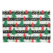 Housse D'oreillers Noir Blanc Stripes Neiges Rouge Vert Arbres (devant)