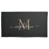 Housse D'oreillers Noir moderne Classé Monogramme Feminine Script (devant-gauche)