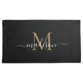 Housse D'oreillers Noir moderne Classé Monogramme Feminine Script (devant-Droit)
