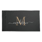 Housse D'oreillers Noir moderne Classé Monogramme Feminine Script (Dos-gauche)