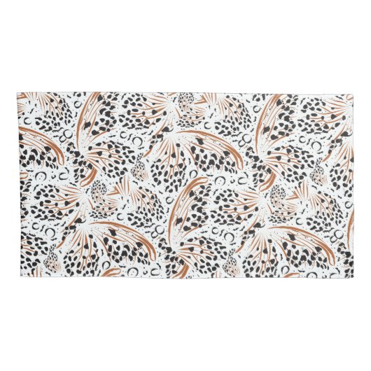 Housse D'oreillers Noir motif, Rouillé Brown Blanc/Solide Reverse (Dos-Droit)