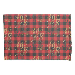 Housse D'oreillers Noir Rouge Buffalo Joyeux et Lumineux Plaid Rustiq