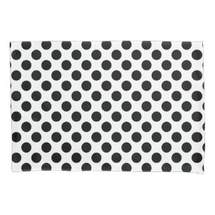 Housse D'oreillers Noir sur Blanc Grand Taille Pois