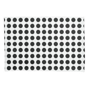 Housse D'oreillers Noir sur Blanc Grande taille Pois horizontaux