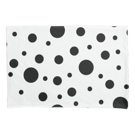 Housse D'oreillers Noir sur le Motif Polka blanc (devant)