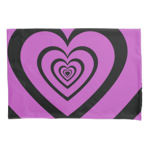 Housse D'oreillers Noir violet Hypnotique Motif d'amour du coeur