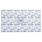 Housse D'oreillers Nom bleu et blanc de la marine + Aquarelle Monogra (devant-Droit)