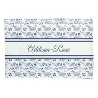 Housse D'oreillers Nom Blue White Whale Ocean Motif Nursery
