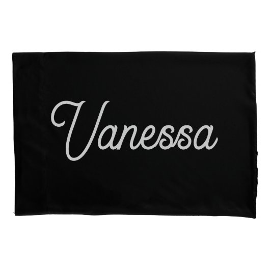 Housse D'oreillers Nom d'écriture professionnelle noir personnalisé (devant)