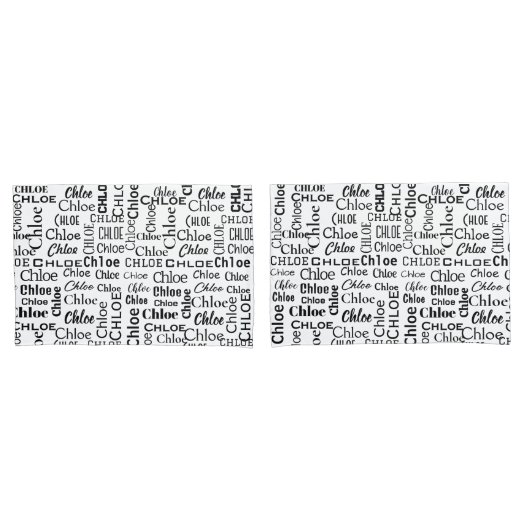 Housse D'oreillers Nom du CHLOE noir sur blanc (devant-Set)
