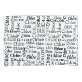 Housse D'oreillers Nom du CHLOE noir sur blanc (devant-Droit)