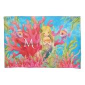 Housse D'oreillers Nom du monogramme bleu turquoise Mermaid (devant)