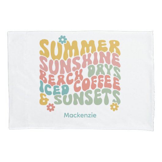 Housse D'oreillers Nom du monogramme rose d'été Super (devant)