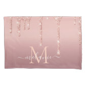 Housse D'oreillers Nom du monogramme Rose texte Parties scintillant d (devant)