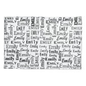Housse D'oreillers Nom EMILY noir sur blanc (Dos-gauche)