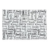 Housse D'oreillers Nom EMILY noir sur blanc (Dos-Droit)