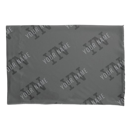 Housse D'oreillers Nom gris et Motif de monogramme (devant)