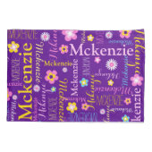 Housse D'oreillers Nom McKenzie jaune rose bleu (Dos)