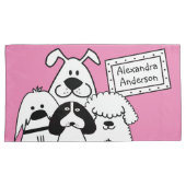 Housse D'oreillers Nom personnalisé mignon chien Doodles (devant-Droit)