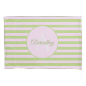 Housse D'oreillers Nom personnalisé Monogramme Pastel Pink Green Gril (devant-gauche)