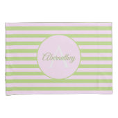 Housse D'oreillers Nom personnalisé Monogramme Pastel Pink Green Gril (devant-Droit)