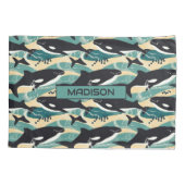 Housse D'oreillers Nom personnalisé Motif baleines (Dos)