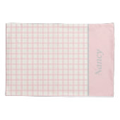 Housse D'oreillers Nom personnalisé Pink Simple Plaid Foyer (Dos)