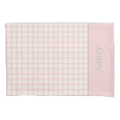 Housse D'oreillers Nom personnalisé Pink Simple Plaid Foyer (devant)