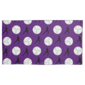 Housse D'oreillers Nom personnalisé violet volleyballs silhouettes (devant)