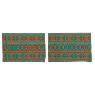 Housse D'oreillers Norme d'impression géométrique Turquoise en cuivre