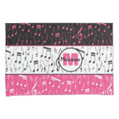 Housse D'oreillers Notes de musique rose et blanc noir coque coussin (devant-Droit)