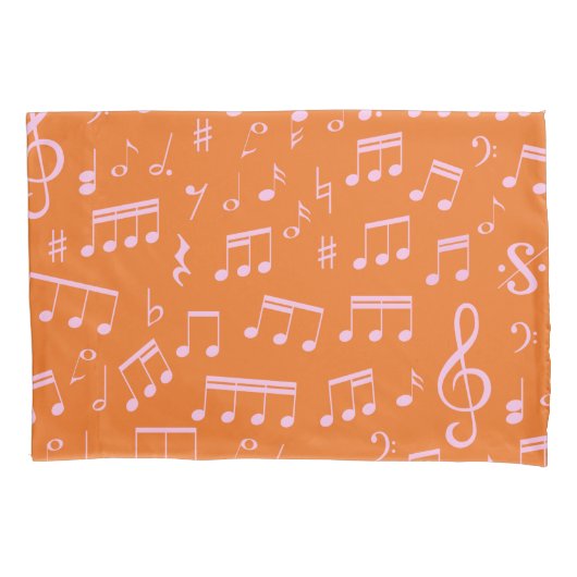 Housse D'oreillers Notes musicales rose et orange du Motif (devant-gauche)