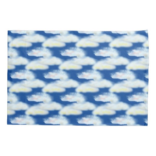 Housse D'oreillers Nuages pastel sur bleu (Dos)