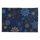 Housse D'oreillers Nuit d'hiver : Blue Snowflake Motif. (Dos)
