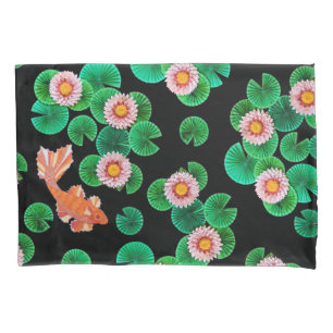 Housse D'oreillers Nymphéas et Coque de Coussin de poissons de Koi