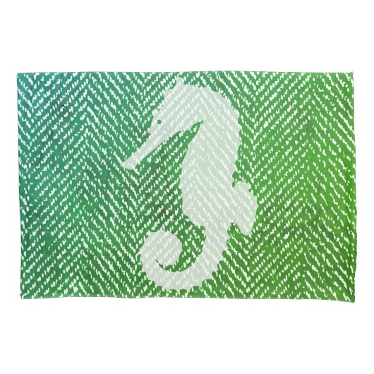 Housse D'oreillers Ocean Hues Herringbone & White Sehorse (devant)