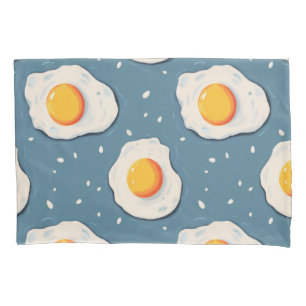 Housse D'oreillers Oeufs frits sur Motif bleu