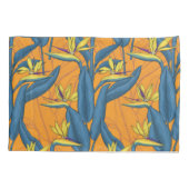 Housse D'oreillers Oiseau de fleurs paradisiaques sur orange (Dos)