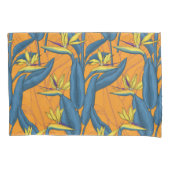 Housse D'oreillers Oiseau de fleurs paradisiaques sur orange (devant)