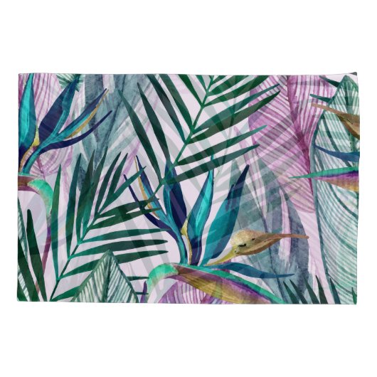 Housse D'oreillers Oiseau de paradis tropical, motif d'aquarelle (Dos)