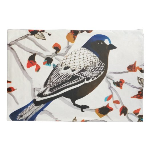 Housse D'oreillers Oiseau d'hiver Gold Rustic (Dos)