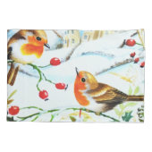 Housse D'oreillers Oiseau Robin Couple Winter Holly Noël (Dos)