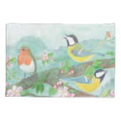 Housse D'oreillers Oiseaux chantant sur une branche d'arbre en fleurs (Dos)