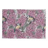 Housse D'oreillers Oiseaux dans le jardin lilas rose (Dos)